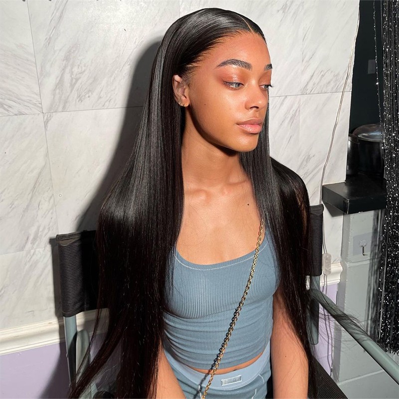 Pre Bleached Straight 13x4 Transparent Lace Front 200% Wig Queen Day Sale
