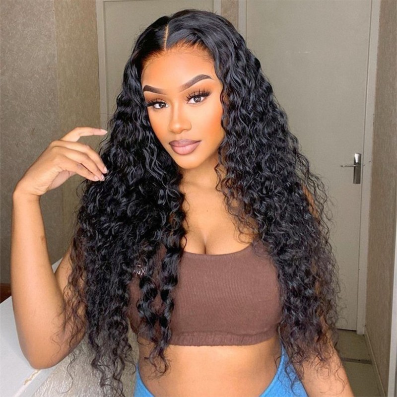 Water Wave Normal Knots Wear & Go Glueless 180% HD Lace Closure Wig Valentines Day Sale