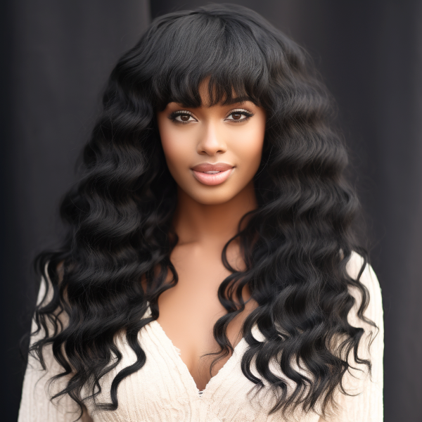 Loose Deep Wave Wig With Bangs | BGMGirl