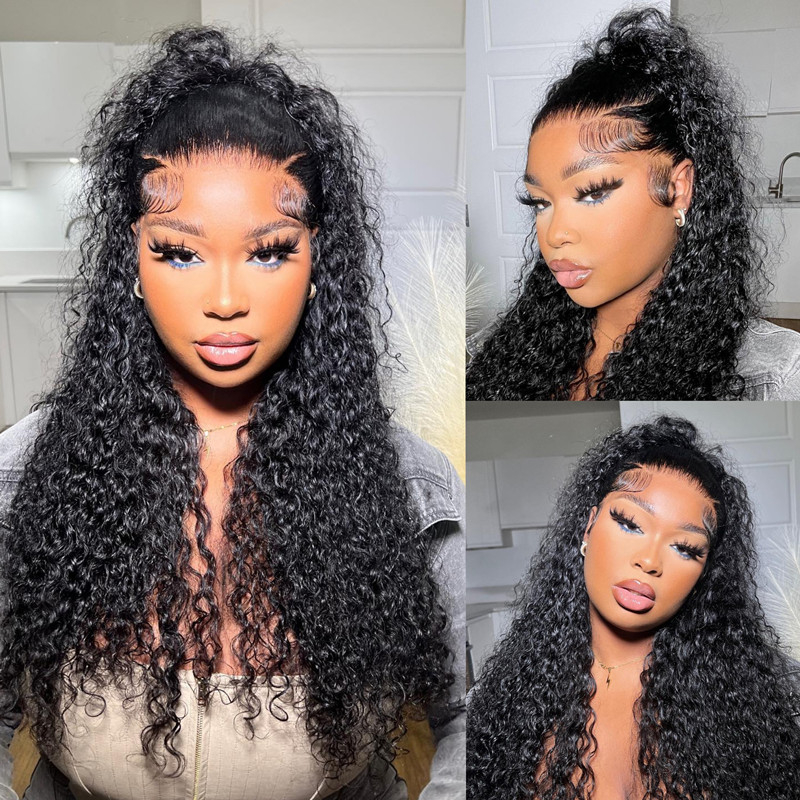 200% Water Wave13x4 HD Pre-bleached Knots Human Hair Lace Front Wig US Only