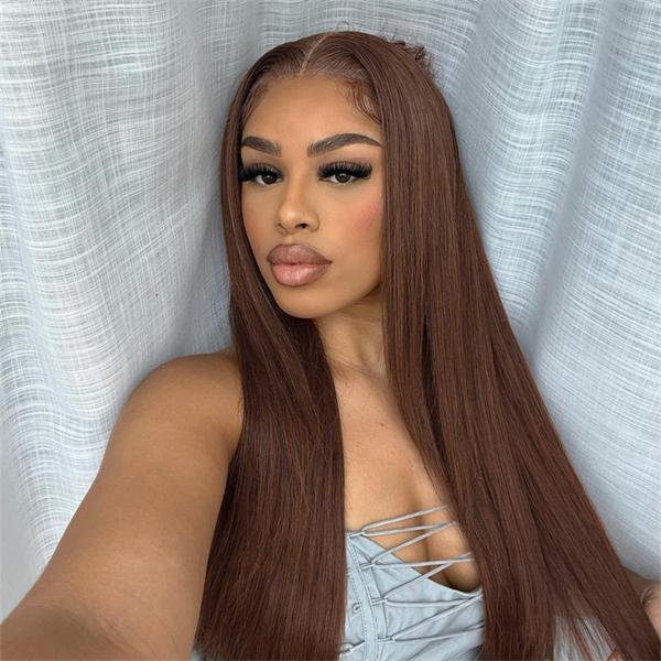 Layered Cut Chocolate Brown #4 Straight 6x4 Wear Go Glueless Wigs