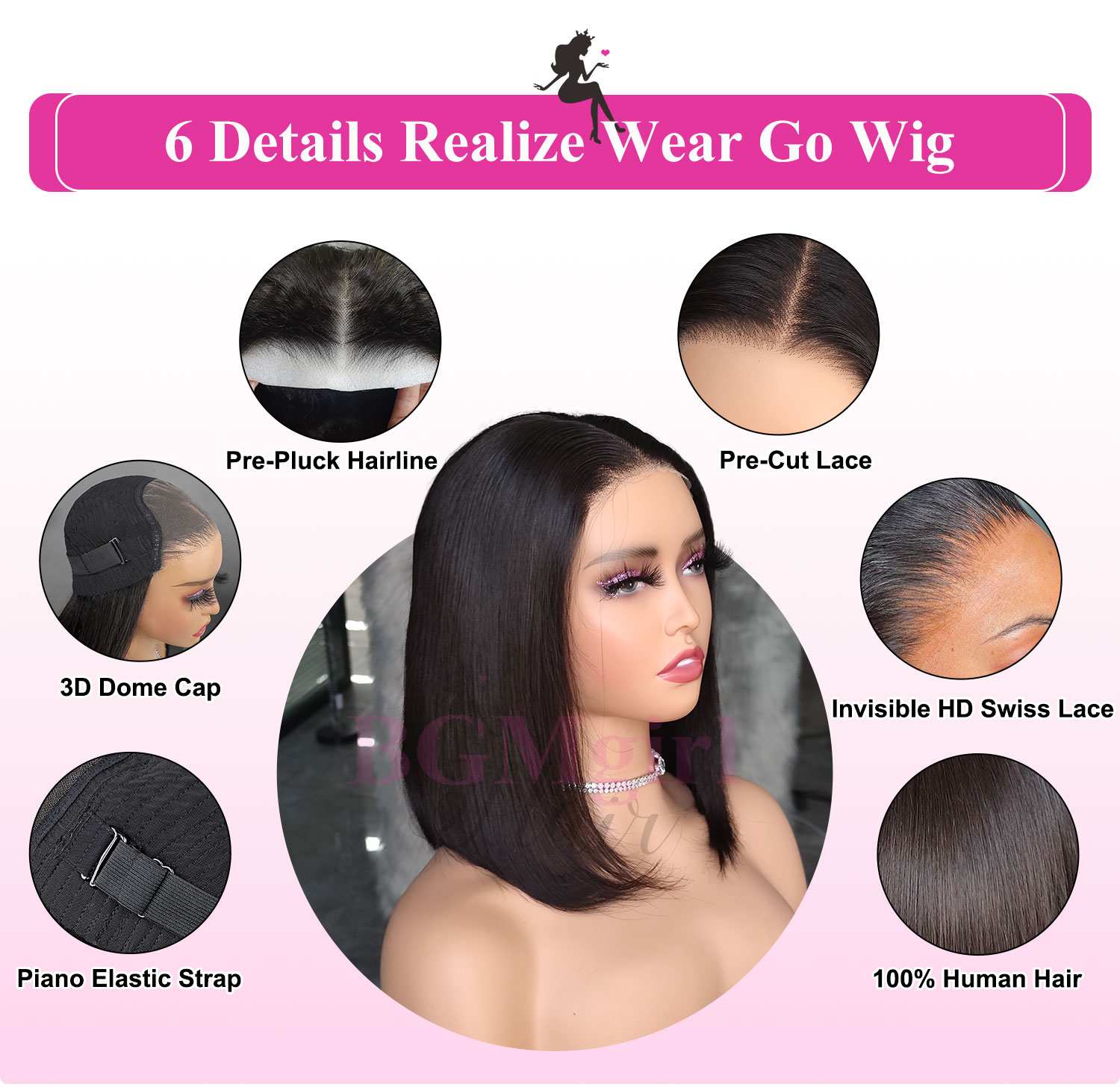 human hair glueless wigs